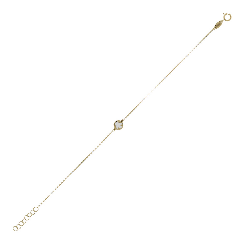 Bracelet chaîne Rolo avec élément ange émaillé en or 9 carats