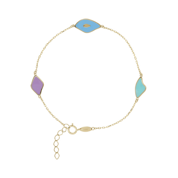 Forzatina Chain Bracelet with Pastel Geometric Elements in 9Ct Gold