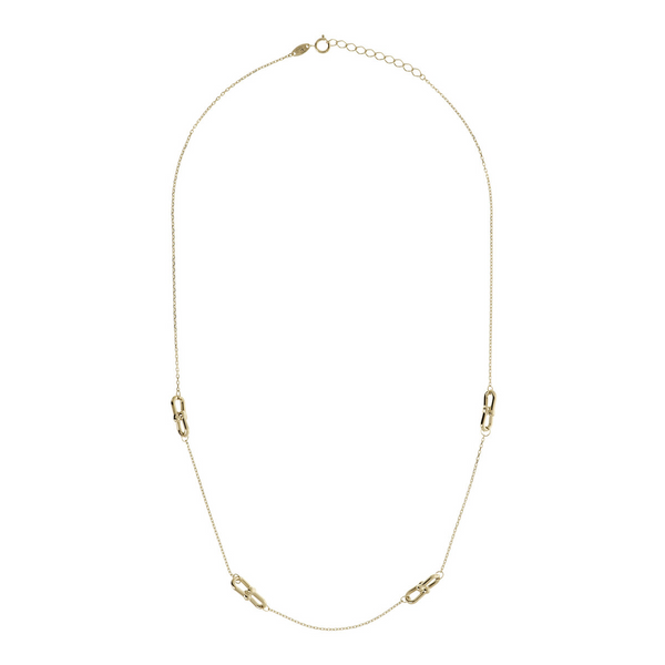 Forzatina Chain Necklace with Intertwined Ellipse Stations in 9 Carat Gold