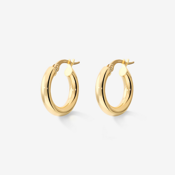 Petites Boucles d'Oreilles Créoles Bombées Or 9 Carats