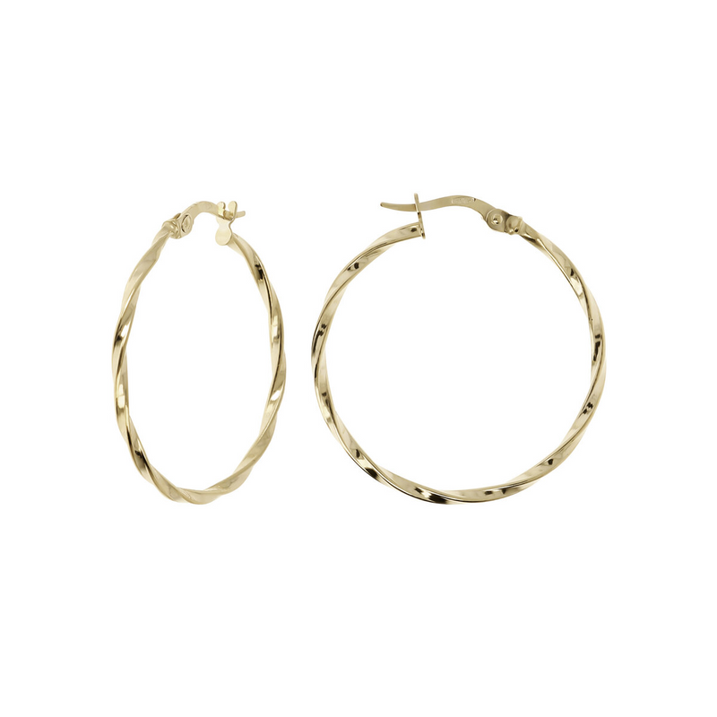 9Kt Gold Big Twisted Hoop Earrings
