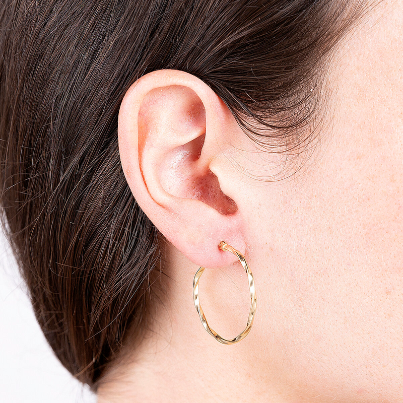 9K Gold Big Twisted Hoop Earrings