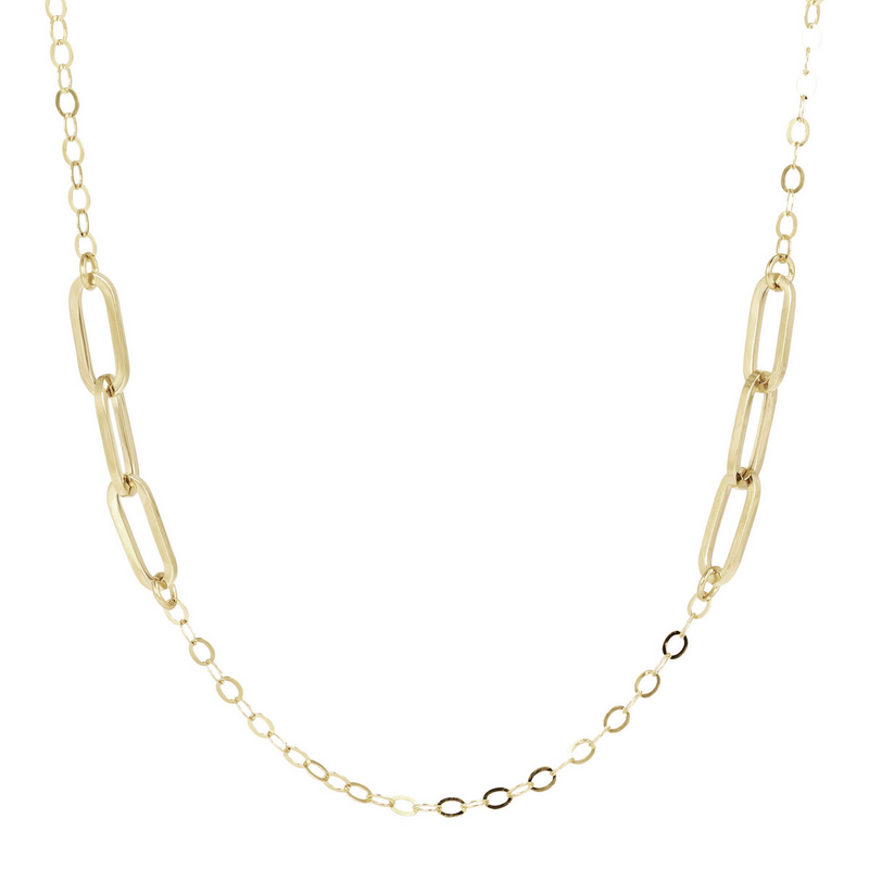 Rolo Chain Necklace and Thin Paperclip 9 Carat Gold