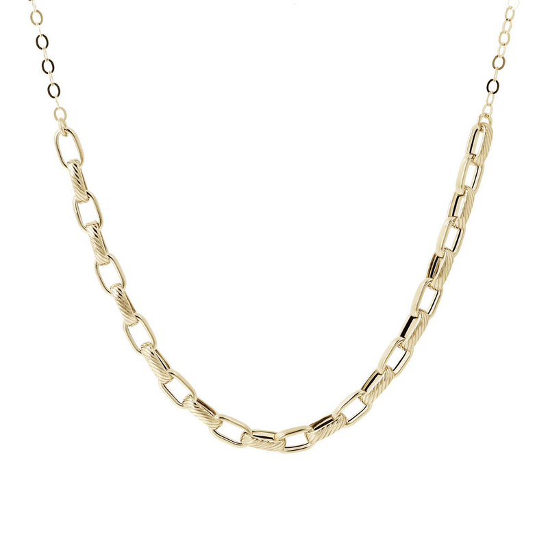 Rolo Chain Necklace and Paperclip Forzatina 9 Carat Gold