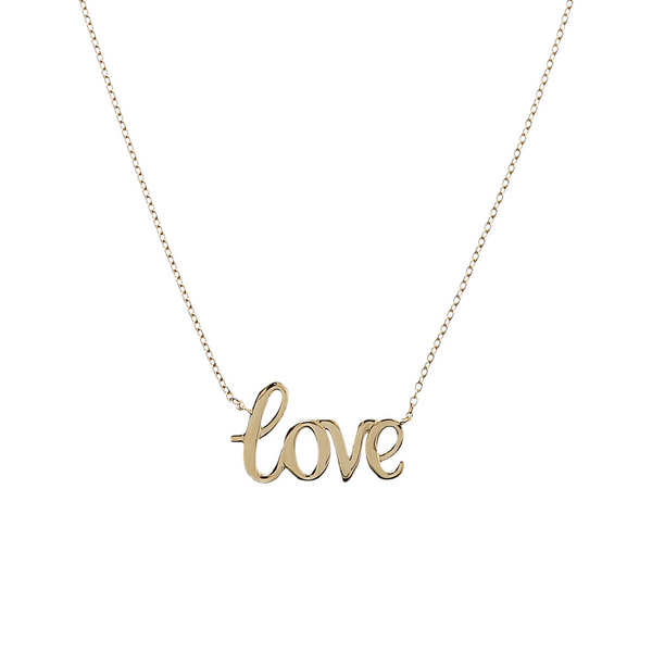 375 Gold Forzatina Chain Necklace with Love Italic Inscription