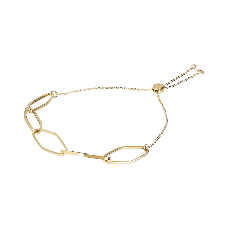 Rolo Chain Bracelet with 9 Carat Gold Squared Oval Elements