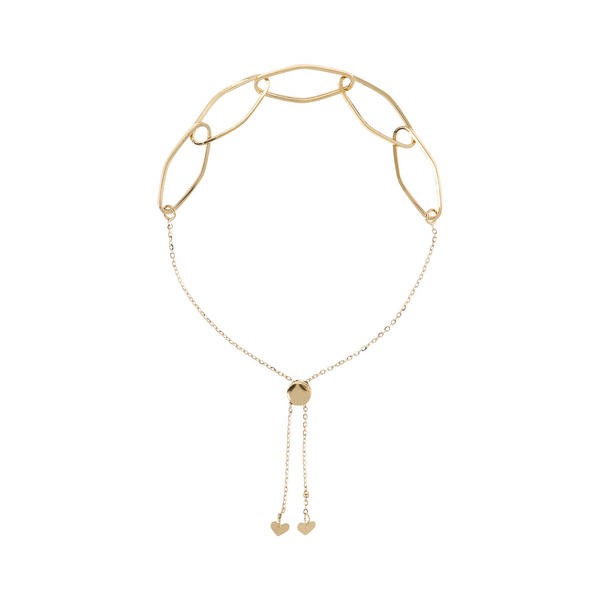 Bracelet chaîne Rolo avec éléments ovales carrés en or 9 carats