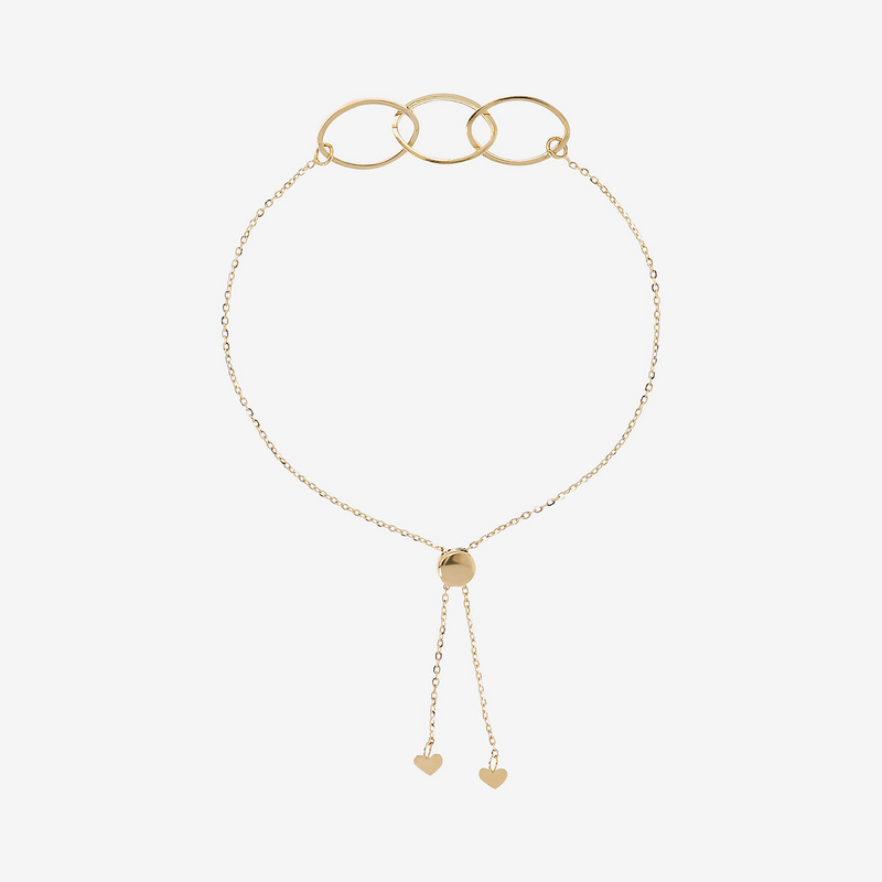 Bracciale Catena Rolo con Elementi Ovali a Mandorla Oro 375