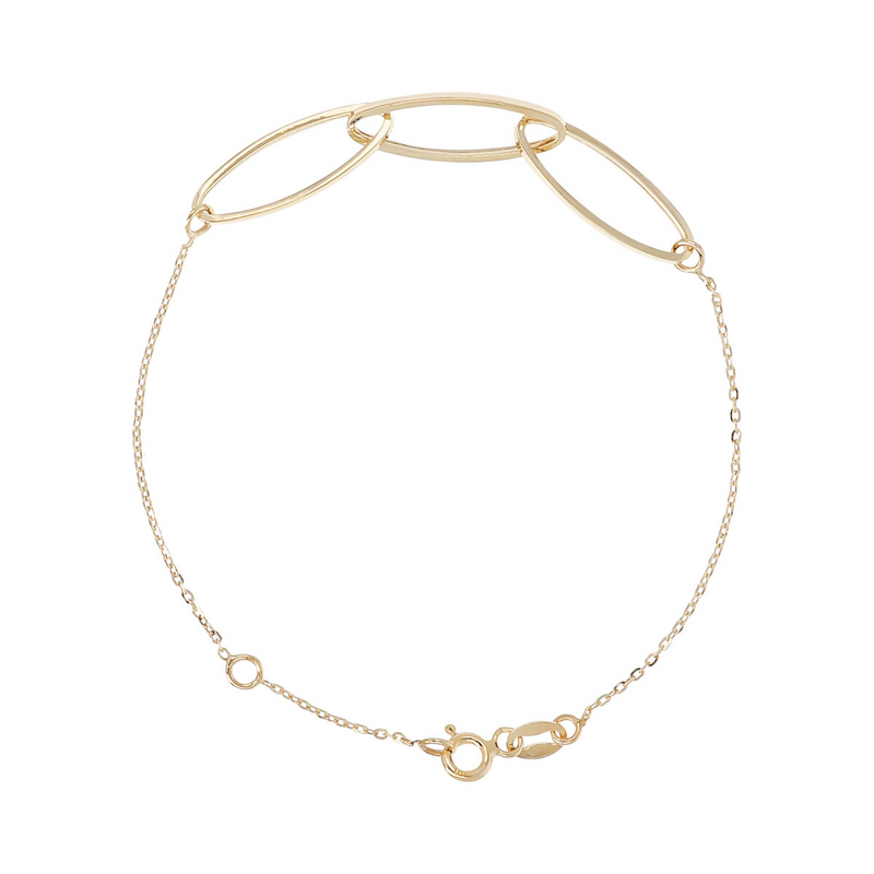 Bracelet chaîne Rolo avec éléments ovales carrés en or 9 carats