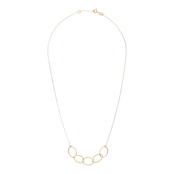 Rolo Chain Necklace with 9 Carat Gold Squared Oval Elements
