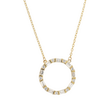 Forzatina Chain Necklace with Circle Pendant with Cubic Zirconia 9 Carat Gold