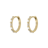 Hoop Earrings with 9 Carat Gold Baguette Shape Stones