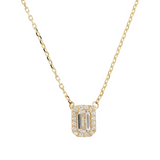 Forzatina-Halskette aus 9 Karat Gold mit hellem Stein in Baguetteform