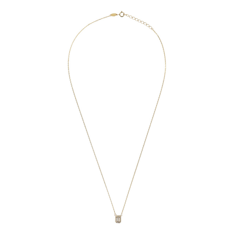 Forzatina Chain Necklace with Light Point Stone Baguette Shape 9 Carat Gold