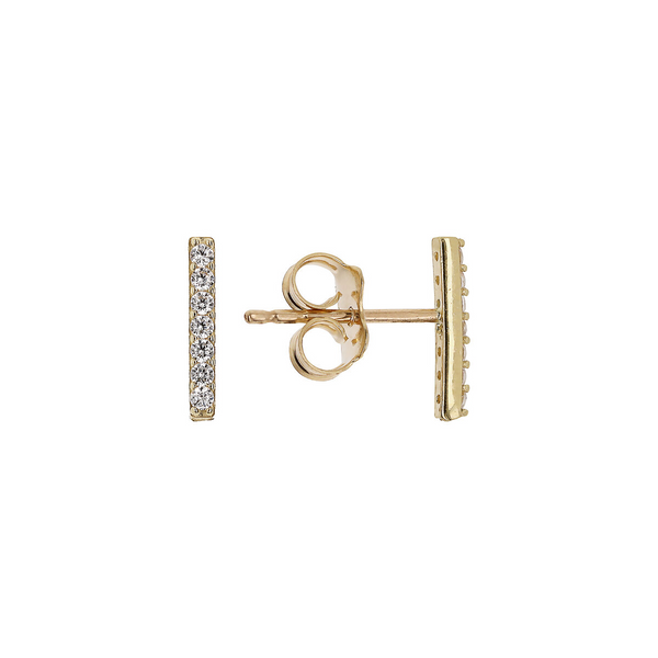 Bar Lobe Earrings with Cubic Zirconia 375 Gold