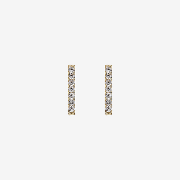 Boucles d'oreilles Lobe Barre avec Zircons Cubiques Or 375