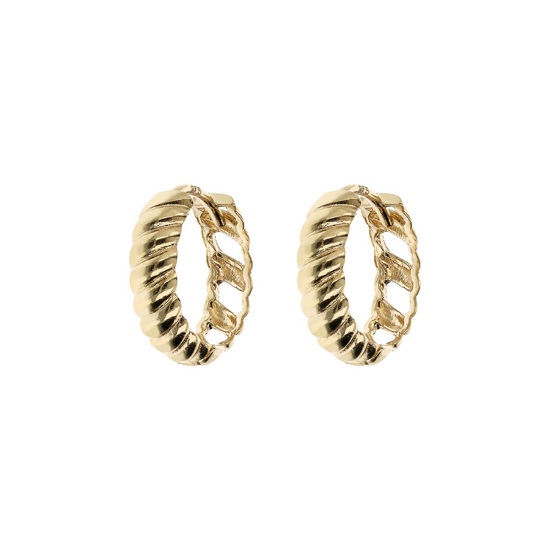 375 Gold Shell Texture Hoop Earrings