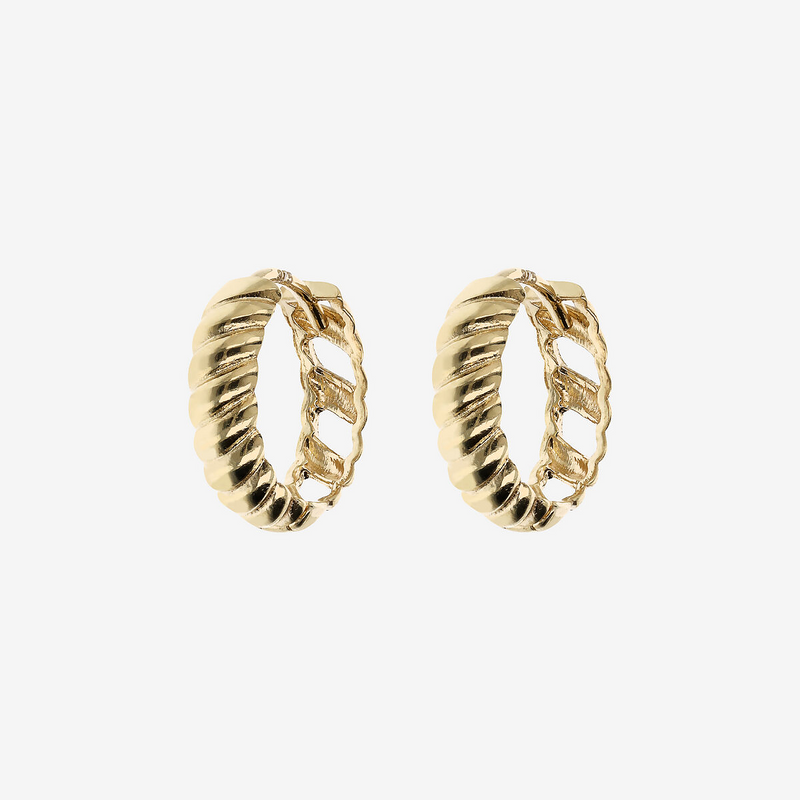 375 Gold Shell Texture Hoop Earrings