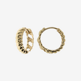 375 Gold Shell Texture Hoop Earrings