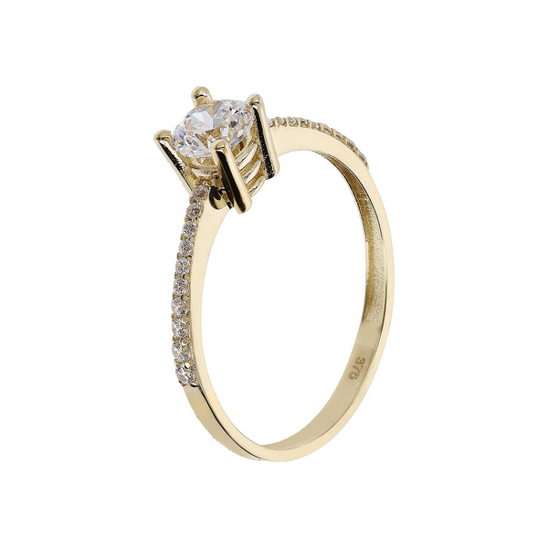 Solitaire Ring with Cubic Zirconia in Gold 375