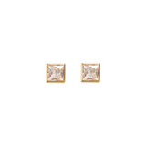 Square Lobe Earrings with Cubic Zirconia 375 Gold