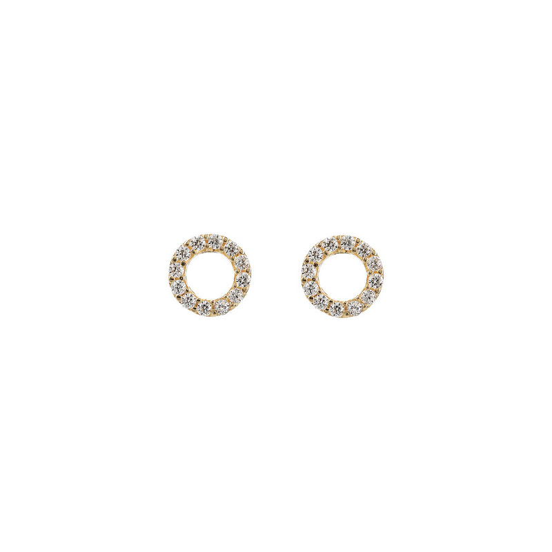 Ring Stud Earrings with Cubic Zirconia in 375 Gold