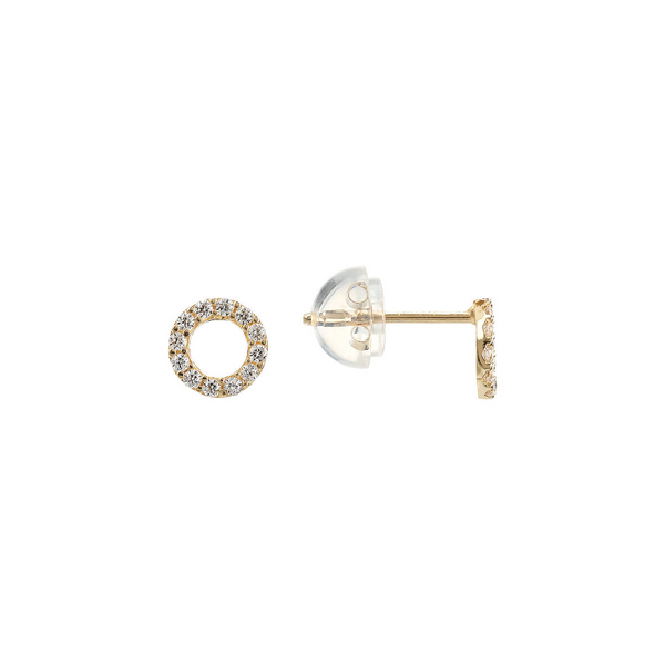 Ring Stud Earrings with Cubic Zirconia in 375 Gold
