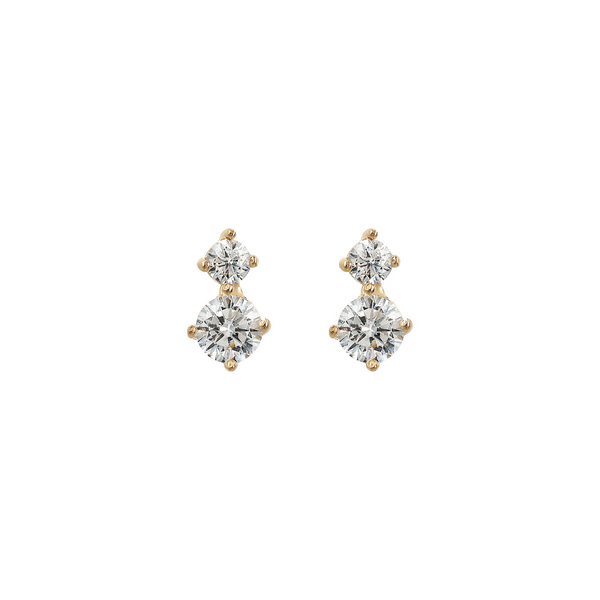 Lobe earrings with double light point in 375 gold Cubic Zirconia