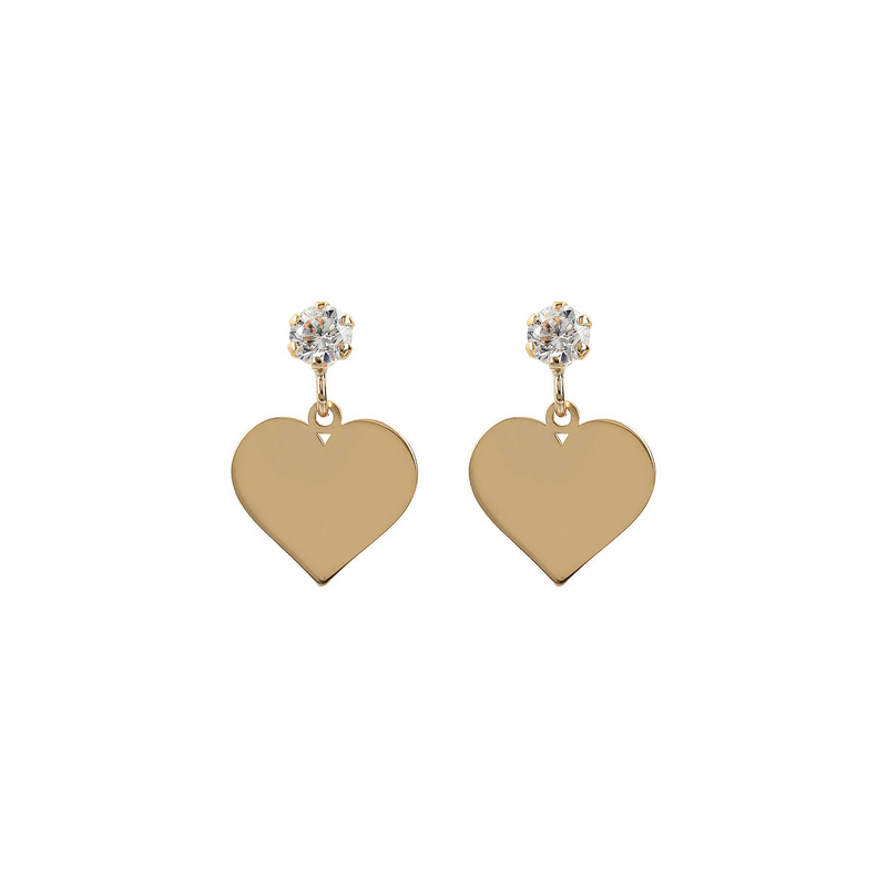 Pendant Earrings with Light Point and Heart Pendant in 375 Gold