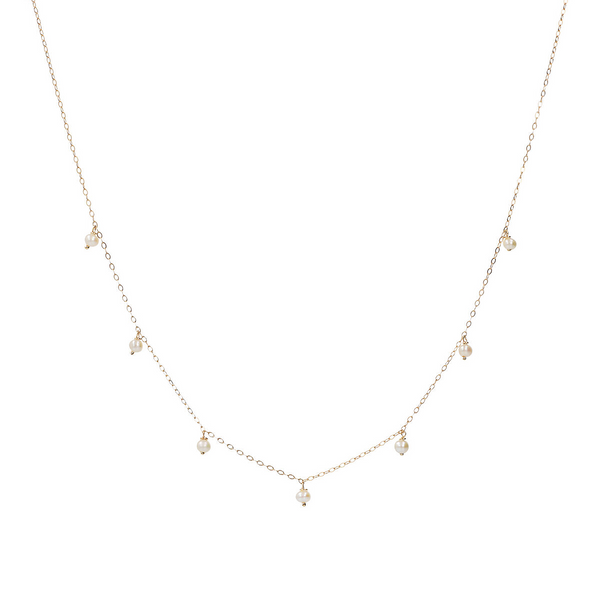 Forzatina 375 Gold Chain Necklace with White Freshwater Pearl Pendants