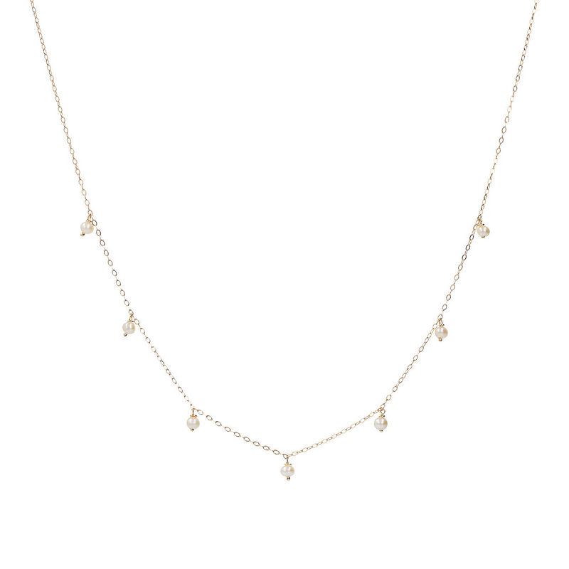Forzatina Collier chaîne en or 375 avec pendentifs en perles d'eau douce blanches
