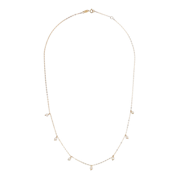 Forzatina 375 Gold Chain Necklace with White Freshwater Pearl Pendants