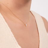 Forzatina 375 Gold Chain Necklace with Baguette Cut Cubic Zirconia Pendant