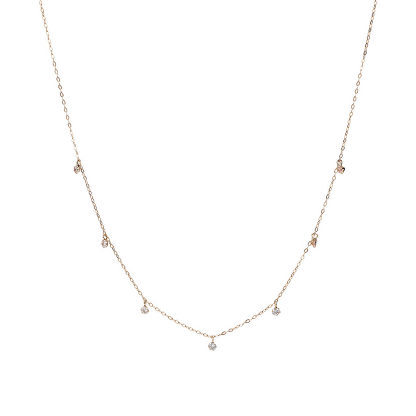Forzatina 375 Gold Chain Necklace with Light Point Pendants in Cubic Zirconia