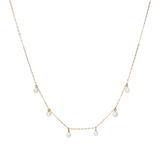375 Gold Chain Necklace with Teardrop White Freshwater Pearl Pendants