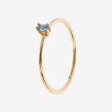 Anello Solitario Oro 375 con Cubic Zirconia Blu a Goccia
