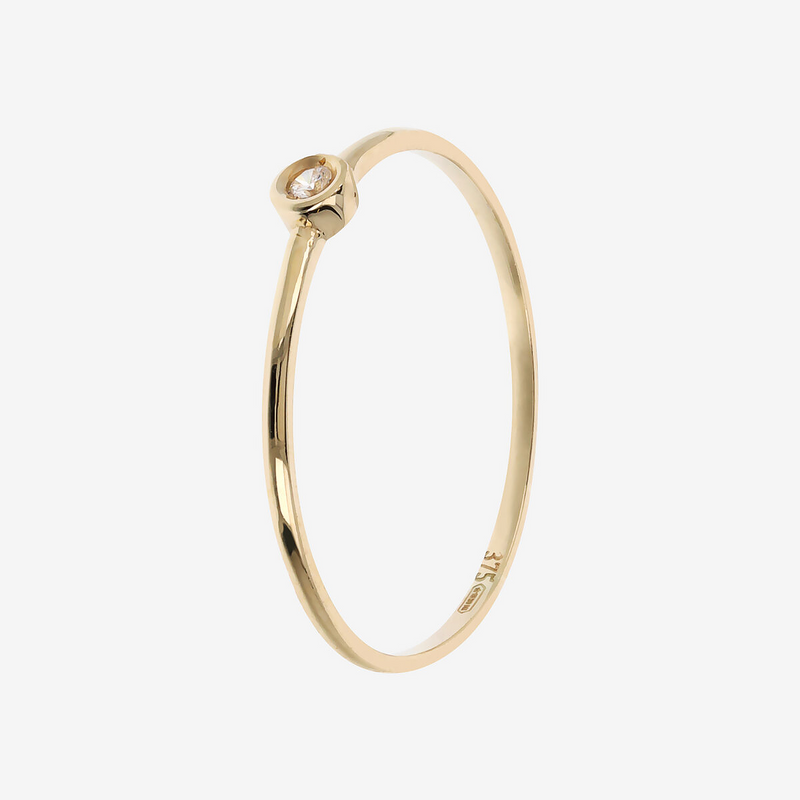 375 Gold Solitaire Ring with Cubic Zirconia