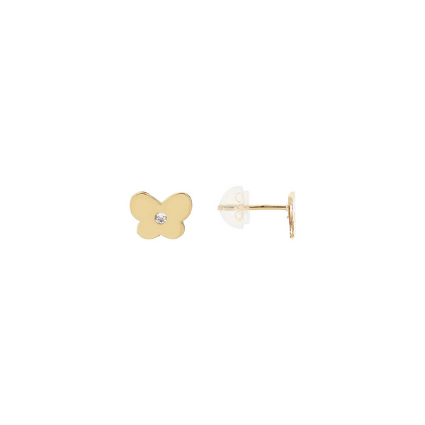 Butterfly Stud Earrings with Cubic Zirconia 375 Gold