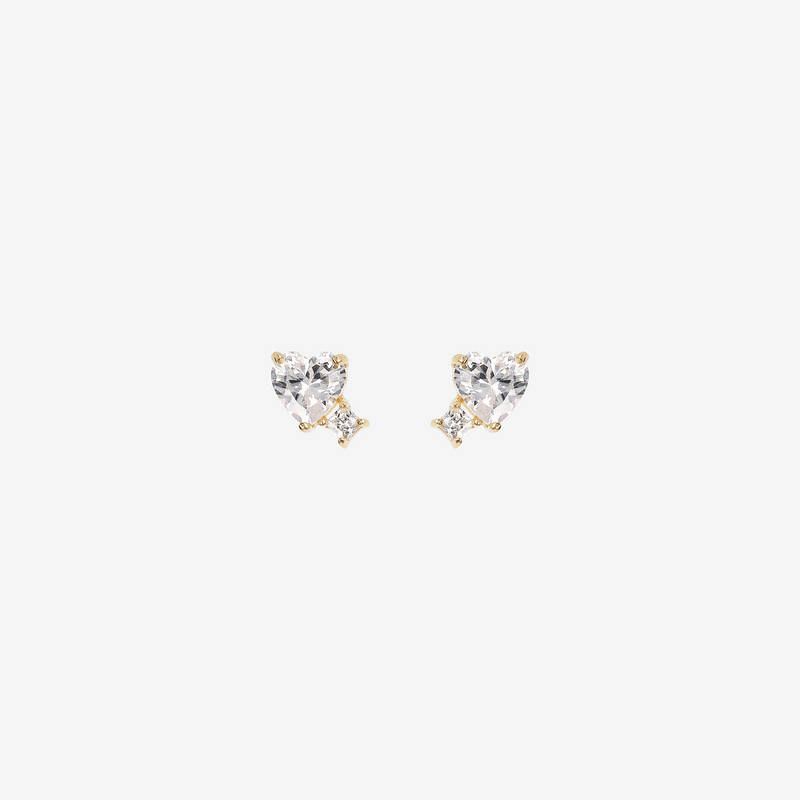 Heart and Light Point Earrings in Cubic Zirconia 375 Gold