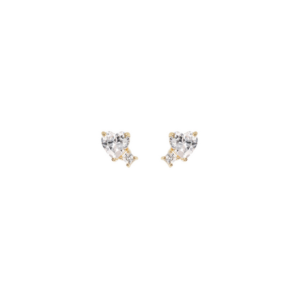 Heart and Light Point Earrings in Cubic Zirconia 375 Gold