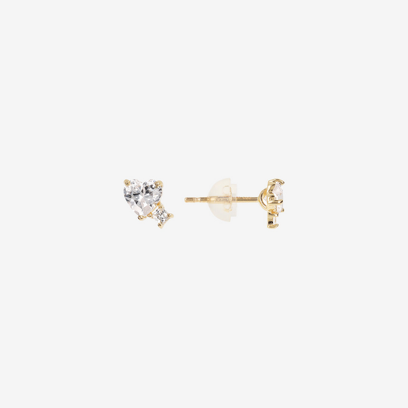 Heart and Light Point Earrings in Cubic Zirconia 375 Gold