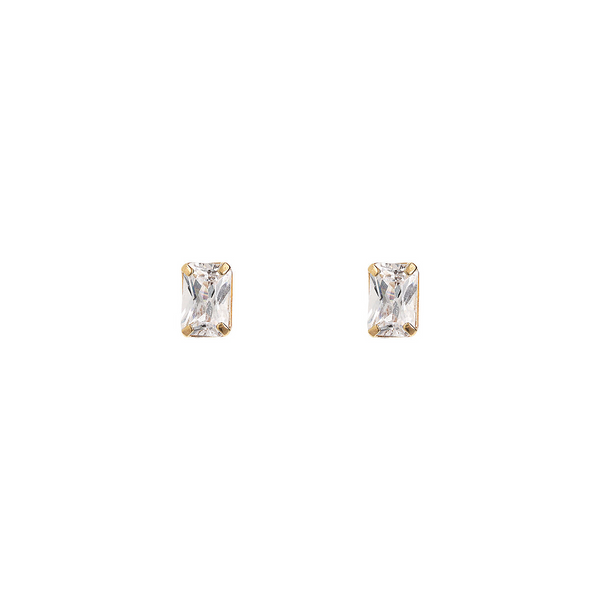 375 Gold Lobe Earrings with Baguette Cut Cubic Zirconia