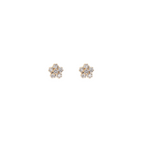 375 Gold Lobe Earrings with Cubic Zirconia Flower