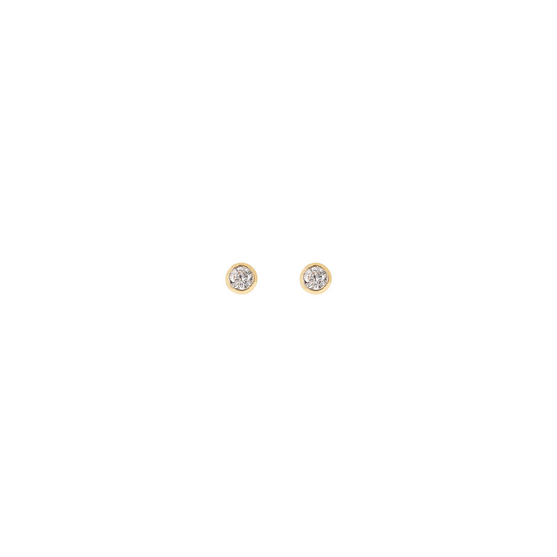 Boucles d'oreilles Petit Point Lumineux en Or 375 avec Zircons Cubiques