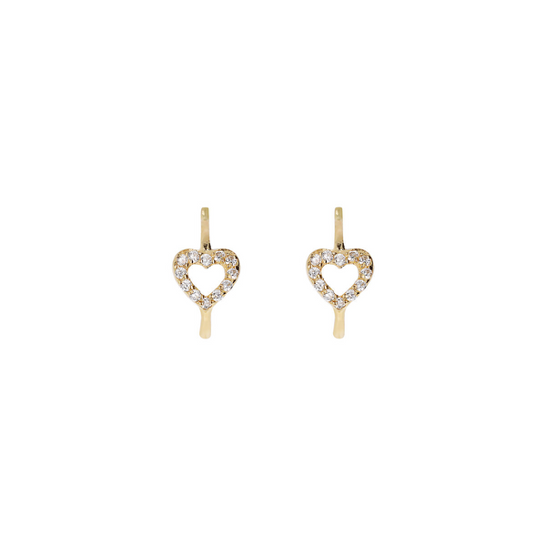Boucles d'oreilles coeur avec zircons cubiques en or 375