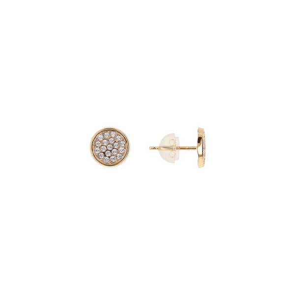 375 Gold Round Lobe Earrings with Cubic Zirconia Pavé
