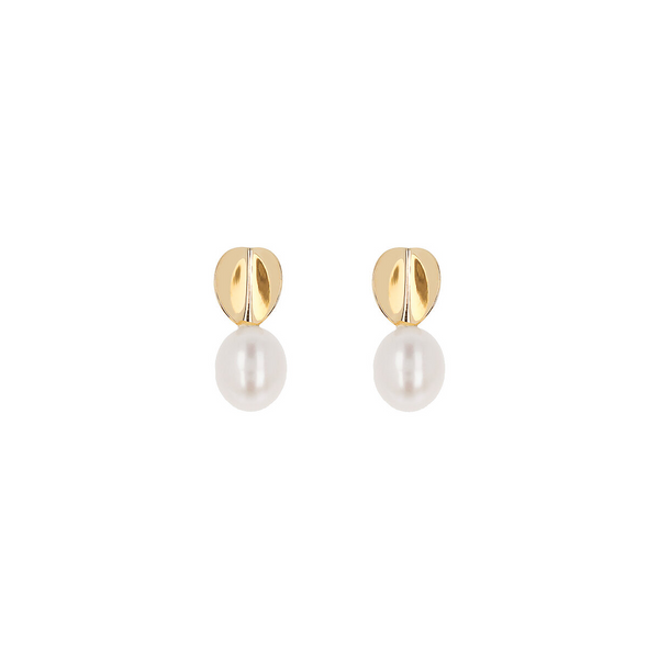 375 Gold Earrings with White Freshwater Pearls