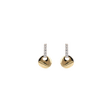 375 Gold Lobe Earrings with Pavé in Cubic Zirconia and Disc Pendant
