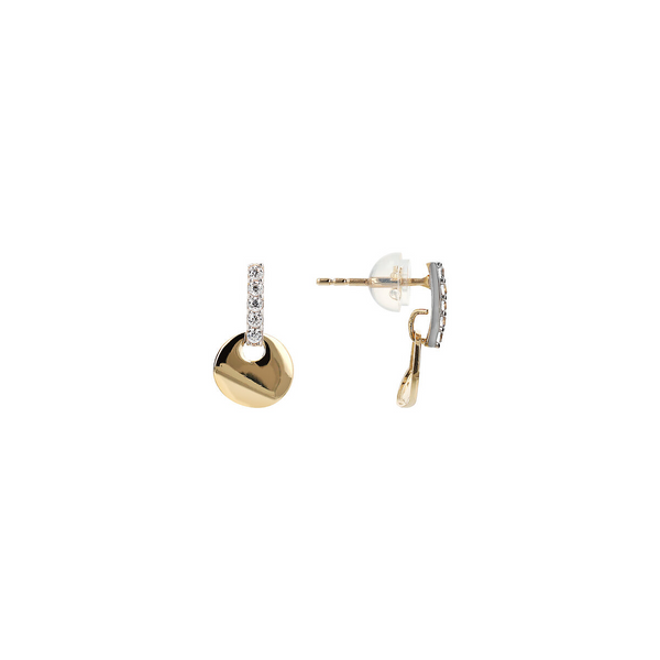 Ohrringe aus 375er Gold mit Pavé aus kubischem Zirkonia und Scheibenanhänger