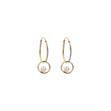 Boucles d'oreilles créoles en or 375 avec anneaux et perles d'eau douce blanches